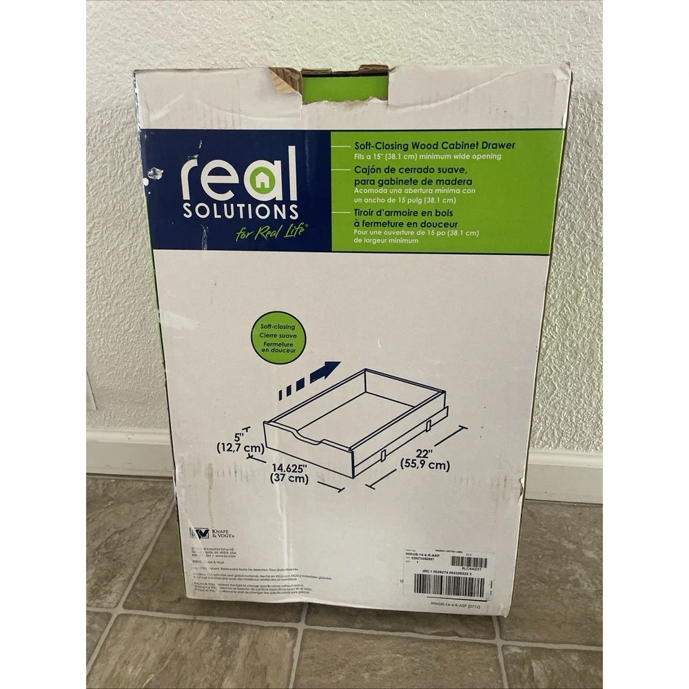 Real Solutions Soft-Close Wood Drawer B26 Fits 15